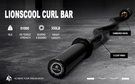 Lionscool Ez Curl Bar Olympic Curl Bar Inch With Barbell Collars