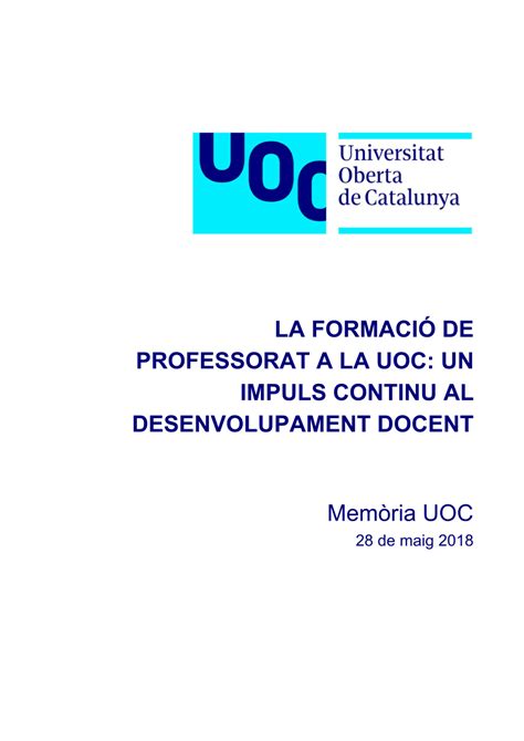 Pdf La Formaci De Professorat A La Uoc Un Impuls Continu Al