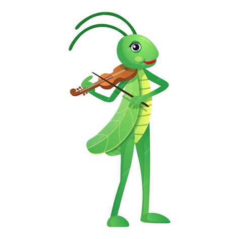 Premium Vector Funny Cartoon Grasshoppers Grasshopper Stands And Plays The Violin Cartoon