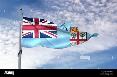 Fiji Flag Realistic Waving Fabric Flag Stock Photo Alamy