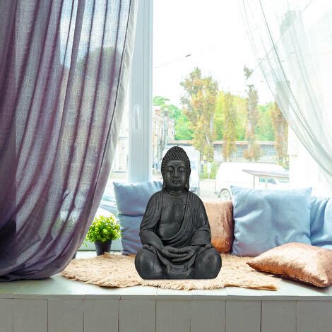 Relaxdays Statue De Buddha Figurine De Bouddha D Coration Jardin