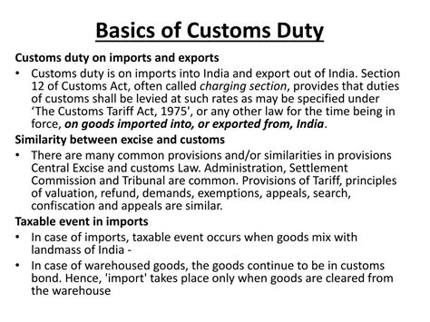 Ppt Basics Of Custom Duty Powerpoint Presentation Free Download Id