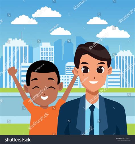 Family Single Dad Little Boy Smiling Stock Vector (Royalty Free) 1475133221 | Shutterstock