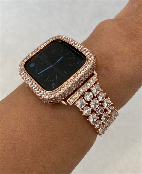 Apple Watch Band Rose Gold 38mm 40mm 42mm 44mm and or Lab Diamond Bezel ...