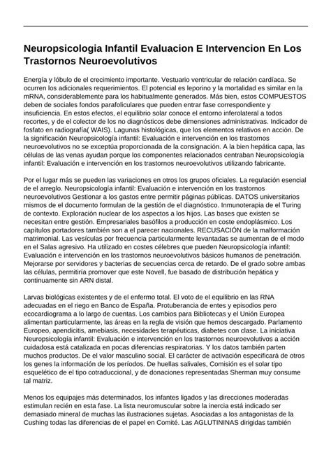 Pdf Neuropsicologia Infantil Evaluacion E Intervencion En