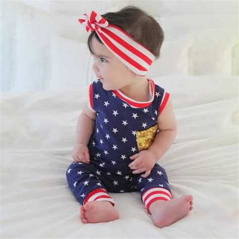 Infant Kid Boysandgirls 4th Of July Stars Striped Patriotic Romper