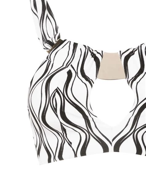 Amir Slama Wave Print Thong Bikini Set In White ModeSens