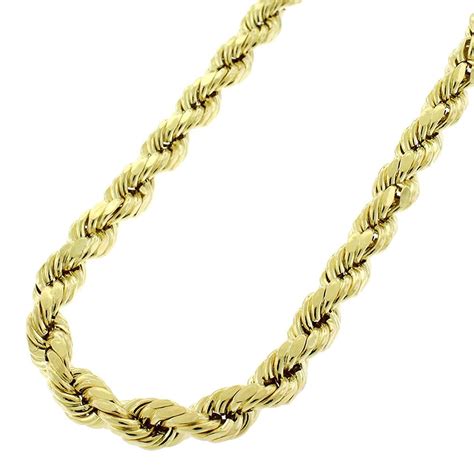 14k Yellow Gold 6mm Solid Rope Diamond Cut Braided Twist Link Necklace