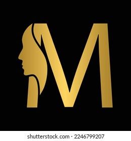 Letter M Beauty Women Face Logo Stock Vector Royalty Free 2205202805