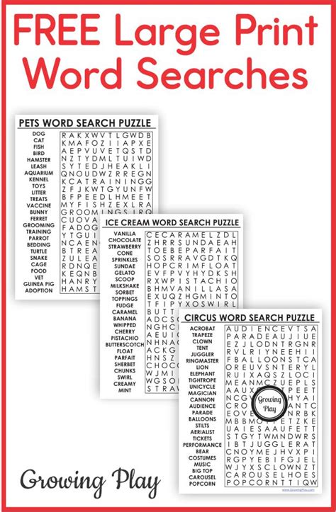 Large Print Printable Word Search Accessibility And Engagement For All