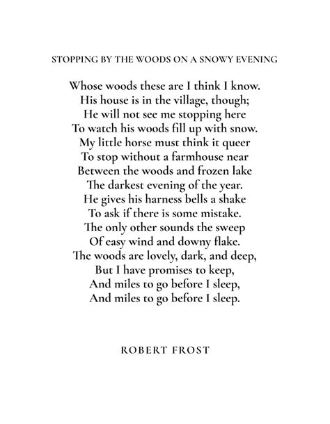 Stopping By The Woods On A Snowy Evening Full Poem Robert Etsy