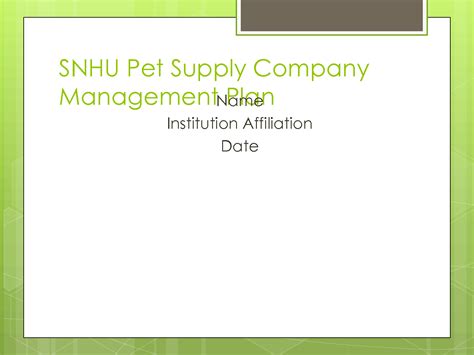 SOLUTION Snhu Pet Supply Company Management Plan Studypool