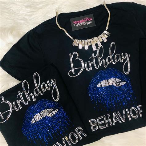 Birthday Behavior Biting Lips Rhinestone Bling Shirt Sexy Etsy