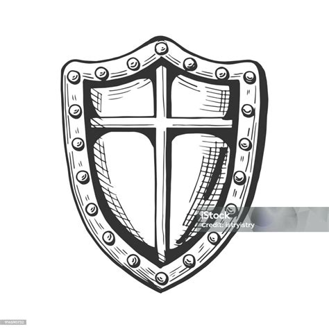 Medieval Knight Shield Icon Stock Illustration - Download Image Now ...