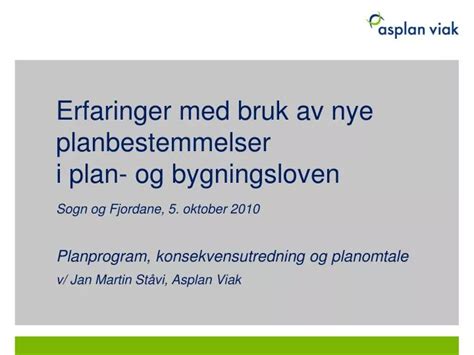 PPT Erfaringer Med Bruk Av Nye Planbestemmelser I Plan Og