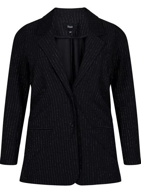 Blazer Med Lurex Svart Str 40 64 Zizzi