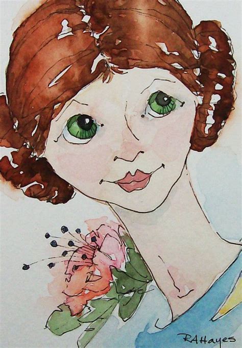 Roseann Hayes Watercolor Girl Original Watercolor Painting Art