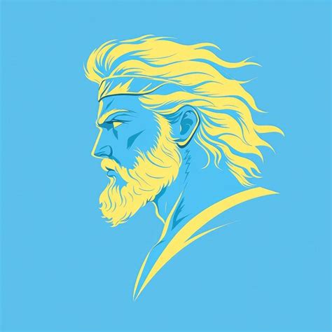 Portrait Of A Man With Long Flowing Blonde Hair And Beard Premium AI