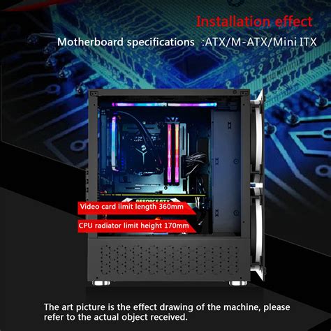 rgb computer case double side tempered glass panels atx gaming cooling ...