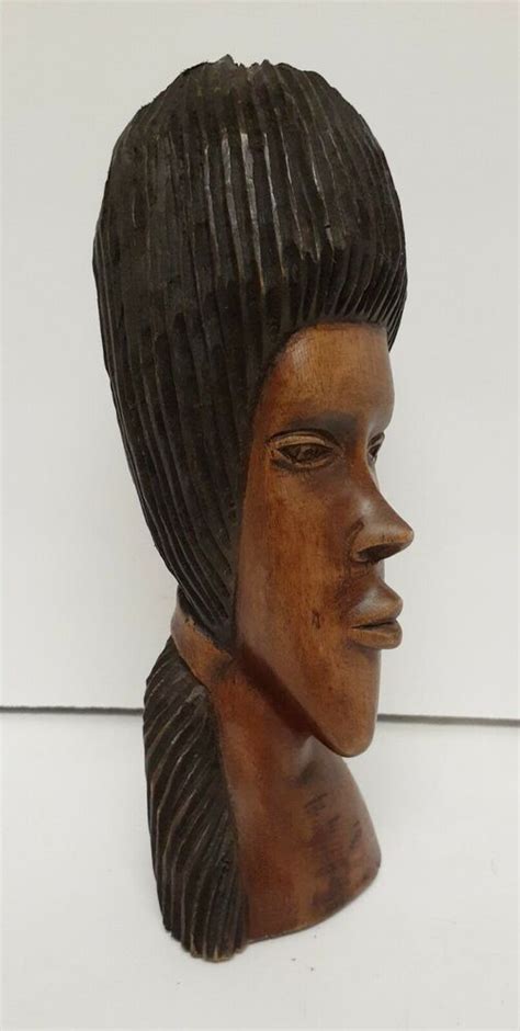 Africa Kenya Carved Wood Head Bust Sculpture Figure Tribal Art 7 3 4