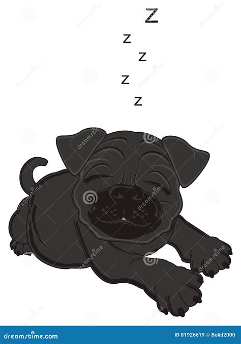 Sleeping black puppy stock illustration. Illustration of lying - 81926619