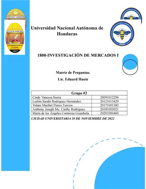 Matriz de preguntas Grupo 3 REV20 11 V2 Universidad Nacional Autónoma