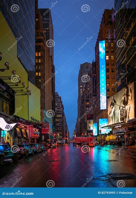 New York City Streets At Night Time Editorial Stock Photo Image Of