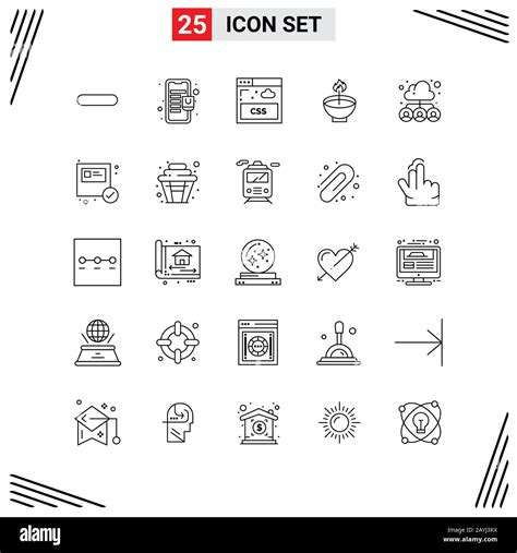 25 Icons Line Style Grid Based Creative Outline Symbols For Website