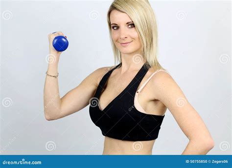 Beautiful Blonde Doing Fitness Stock Photo Image Of Perfect Smiling