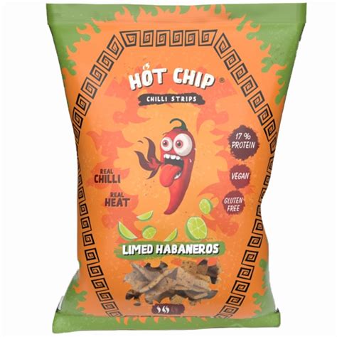 Protein Snacks Hot Chip Chilli Strips Limed Habaneros Vegan Gluten Free