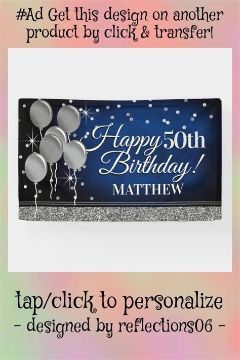 Glittery Blue and Silver Happy Birthday Banner | Zazzle