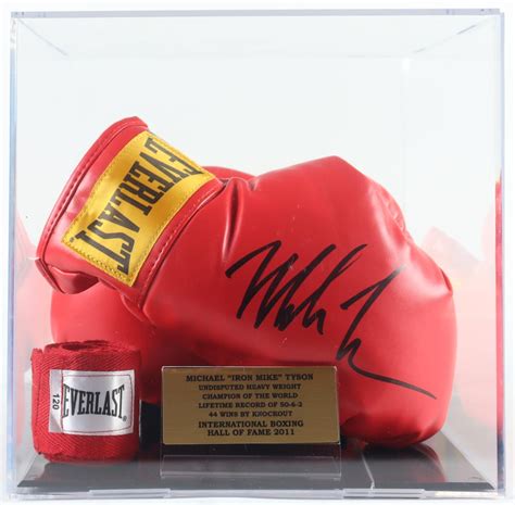 Mike Tyson Signed Everlast Boxing Glove Set And Display Case Jsa