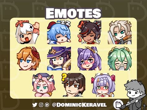 Genshin Impact Emotes Twitch Discord Pack Cute Gaming Anime Emojis