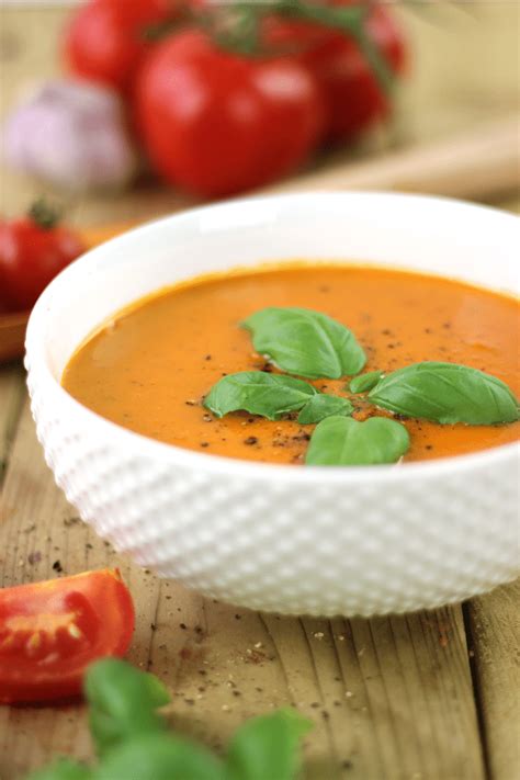 Creamy Roasted Red Pepper Tomato Soup Healthy Vegan Recipe