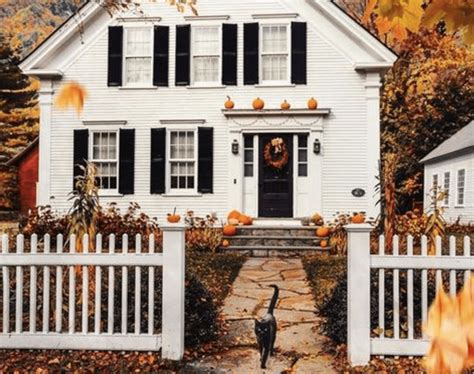 happy-halloween-fall-house-vermont-new-england-white-picket-fence ...