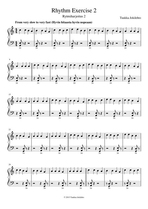 Rhythm Exercise 2 Sheet Music For Piano Solo Easy