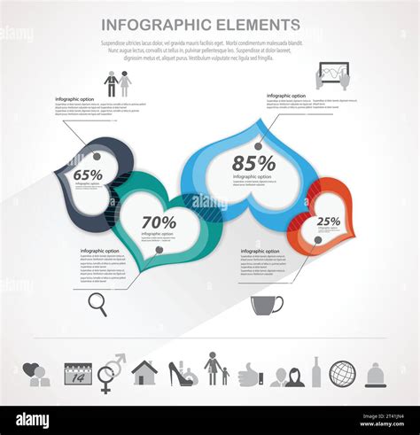 Valentines Day Infographics And Icons Royalty Free Vector Stock Vector
