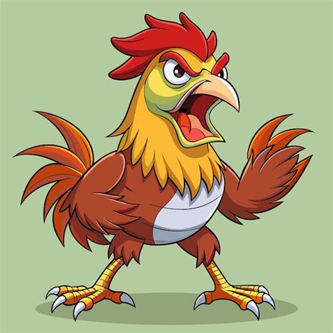 Angry Chicken Cartoon Vector Graphic Drawing Premium Ai Generated Vector