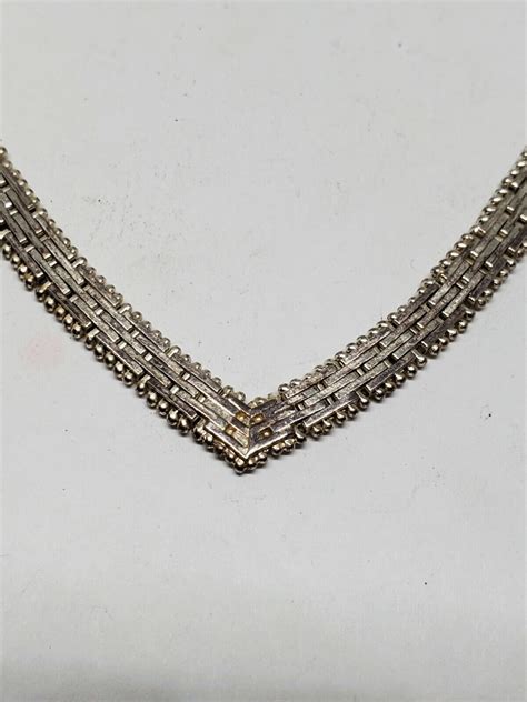 Vintage Sterling Silver Ibb Italy Chevron Riccio Chain Angled