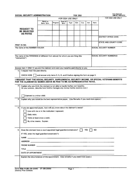 Ssa Toe 250 Form Fill And Sign Printable Template Online Us Legal Forms