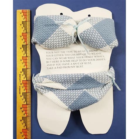 Vintage Blue Gingham Bikini Bathing Suit Dishcloth Novelty Gag Shower Gift Etsy