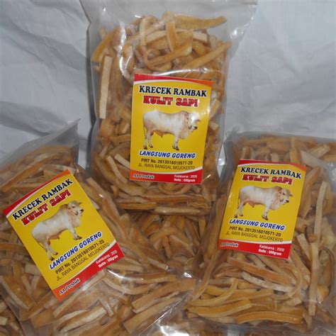 Krecek Kerupuk Rambak Kulit Sapi Mentah Potongan Stik 500gr Shopee