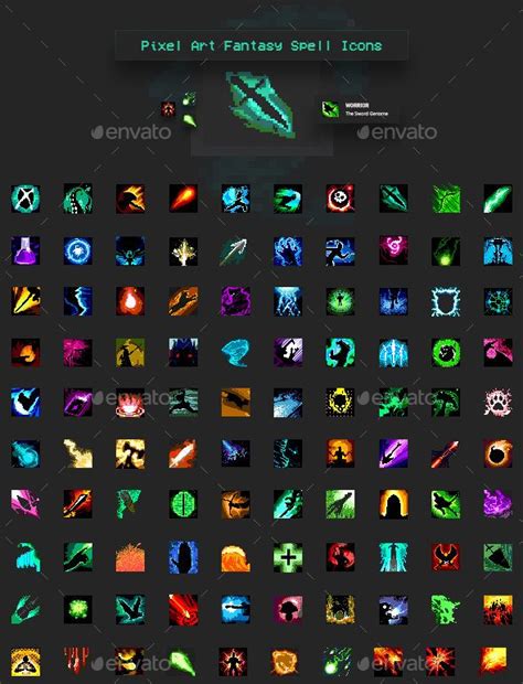 Pixel Art Fantasy Spell Icons Set