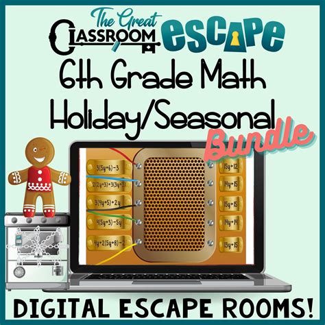 6th Grade Math Holiday & Seasonal Escape Room Bundle Standards Based ...