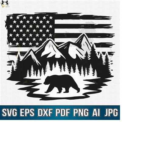 Bear With Flag Svg Bear Clipart Bear Vector Bear Cricut Inspire