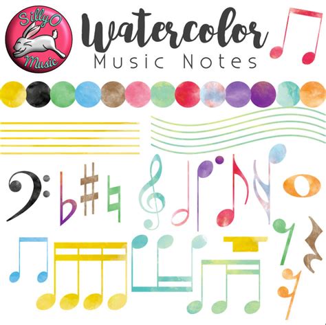 Watercolor Music Note Clipart Accurate Music Notation Clip Etsy