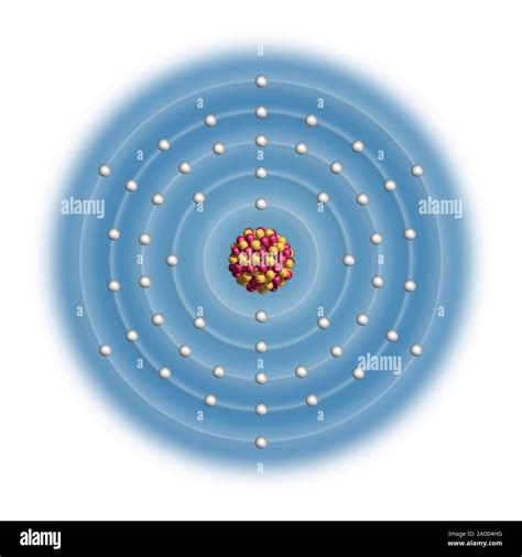 Tellurium (Te). Diagram of the nuclear composition and electron ...