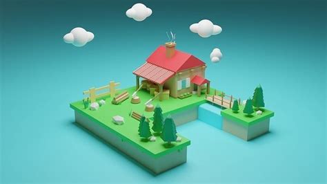 3d Model Isometric House Low Poly Vr Ar Low Poly Cgtrader