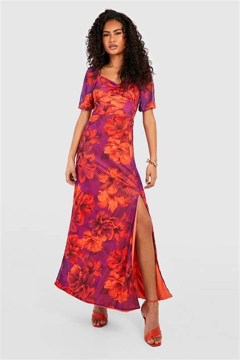 Mesh Floral Puff Sleeve Maxi Dress Boohoo Uk