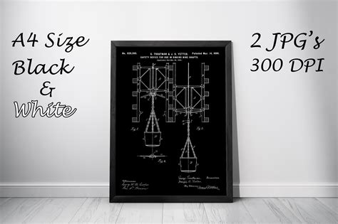 Mine Shaft Safety Device Patent Poster Graphic by Antique Pixls · Creative Fabrica